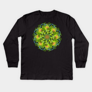 lime green parrots mandala Kids Long Sleeve T-Shirt